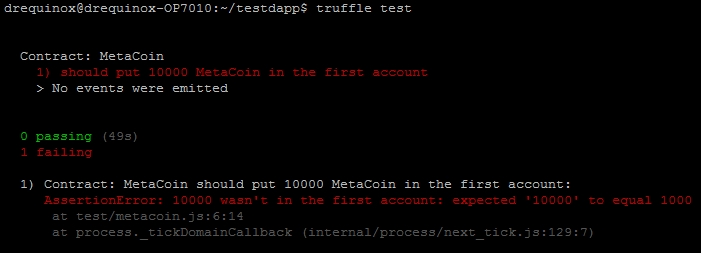 Testing using truffle