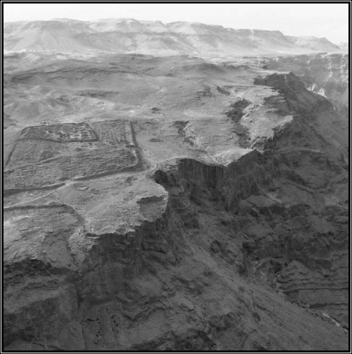 Aerial view of the ruins of the Masada in the Judean Desert, Israel.