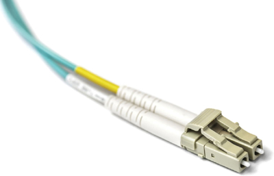 A duplex multimode LC connector is shown.