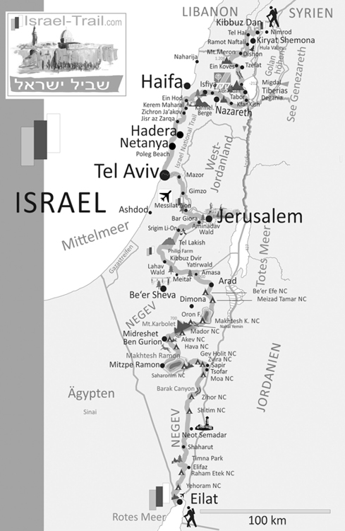 Karte des Israel Trail