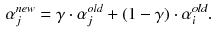 $$\begin{aligned} \alpha _{j}^{new} = \gamma \cdot \alpha _{j}^{old} + (1 - \gamma ) \cdot \alpha _{i}^{old}.&\end{aligned}$$