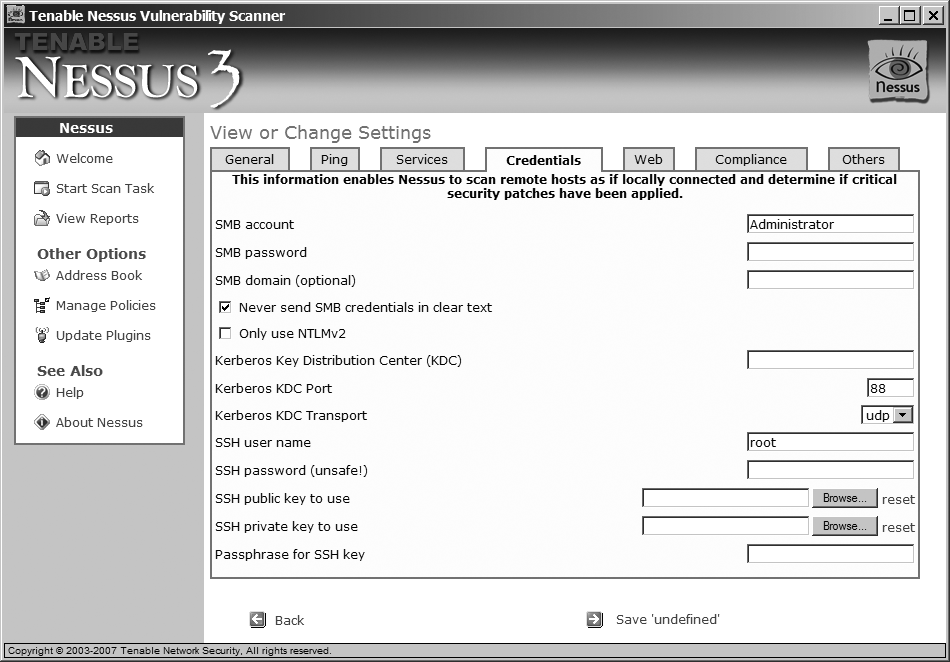 SMB and SSH credentials