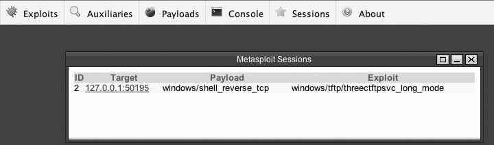 Metasploit session list