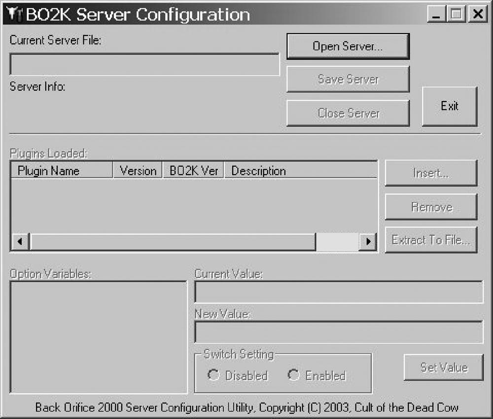 The BO2k Server Configuration tool