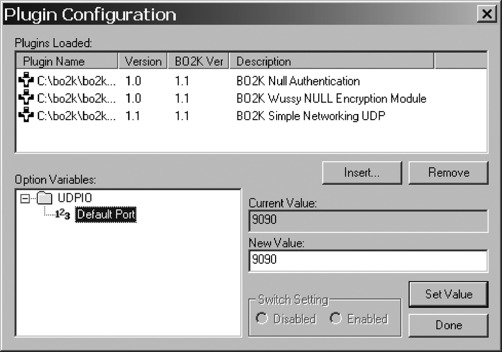 Plug-in configuration with all plug-ins loaded and configured