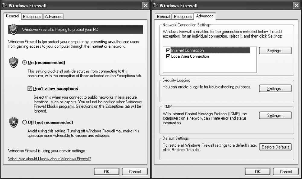 Windows Firewall in lockdown mode