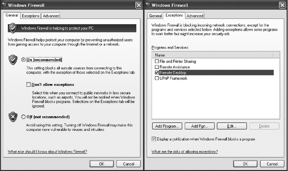 Windows Firewall allowing RDP connections