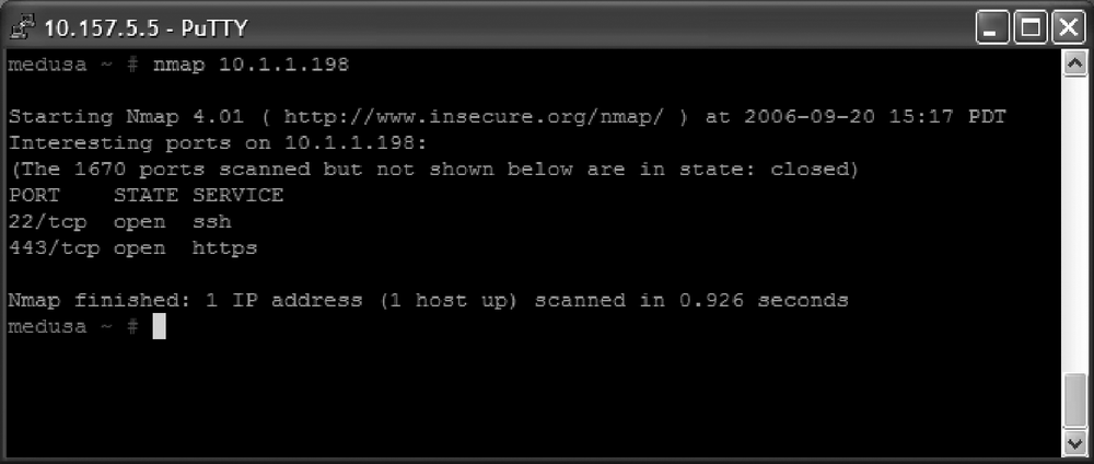 Nmap scan of a fairly secure Linux HTTPS server