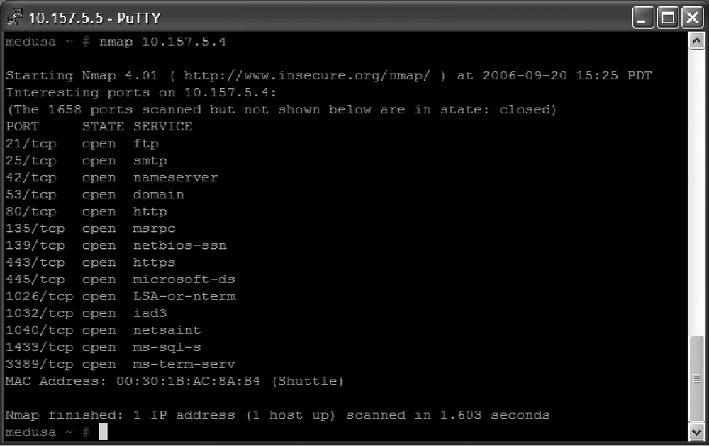 Nmap scan of an insecure Windows server