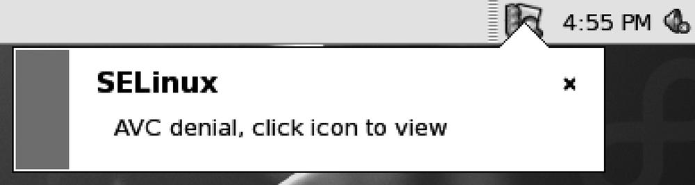 SELinux sealert pop-up window