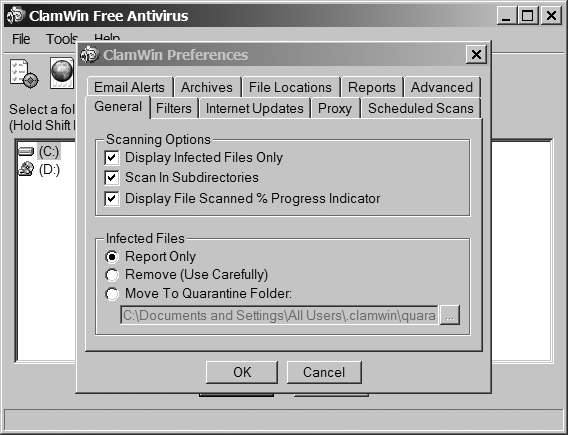 ClamWin Preferences