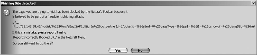 Netcraft Anti-Phishing toolbar warning