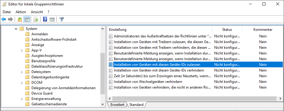 Die Installation von zusätzlichen Geräten per Gruppenrichtlinie verhindern
 