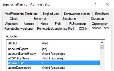 »adminCount« = 1 für geschützte Konten  