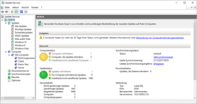 Dashboard eines WSUS-Servers  