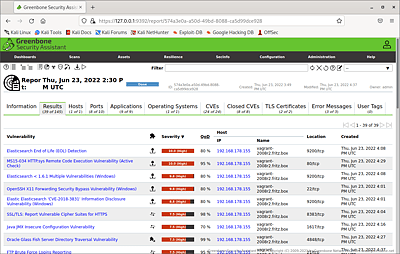 OpenVAS findet viele Sicherheitslücken in Metasploitable 3 auf Anhieb.  