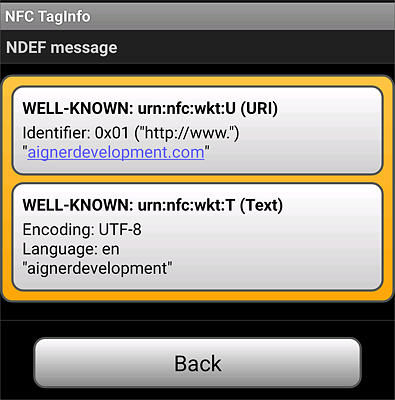 NFC TagInfo NDEF Record  