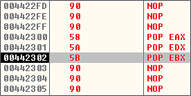 Programmcode nach der Ausführung von zwei der drei »POP«-Operationen  