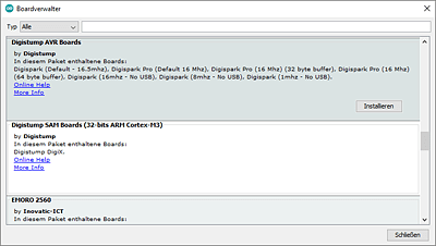 Digistump AVR Boards installieren  