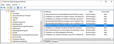 Die Installation von zusätzlichen Geräten per Gruppenrichtlinie verhindern
 