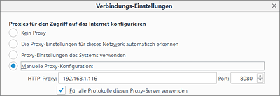 Proxyeinstellungen im Firefox-Webbrowser 