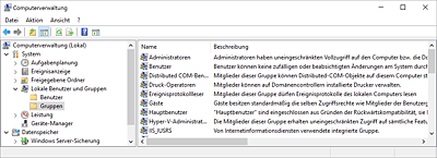 Die lokalen Gruppen auf einem Server  