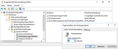 Einstellung der Kontosperrungsrichtlinie  