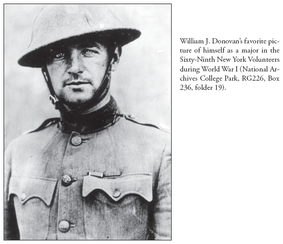 Image: William J. Donovan’s favorite picture of himself as a major in the Sixty-Ninth New York Volunteers during World War I (National Archives College Park, RG226, Box 236, folder 19).