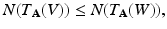 
$$\displaystyle{N(T_{\mathbf{A}}(V )) \leq N(T_{\mathbf{A}}(W)),}$$
