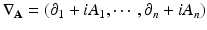 
$$\displaystyle{\nabla _{\mathbf{A}} = (\partial _{1} + iA_{1},\cdots \,,\partial _{n} + iA_{n})}$$
