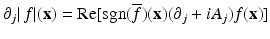 
$$\displaystyle{\partial _{j}\vert \,f\vert (\mathbf{x}) =\mathrm{ Re}[\mathrm{sgn}(\overline{f})(\mathbf{x})(\partial _{j} + iA_{j})f(\mathbf{x})]}$$
