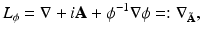 
$$\displaystyle{L_{\phi } = \nabla + i\mathbf{A} +\phi ^{-1}\nabla \phi =: \nabla _{\tilde{\mathbf{ A}}},}$$
