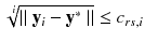 $$\begin{aligned} \root i \of {\parallel \mathbf {y}_{i}-\mathbf {y}^* \parallel } \le c_{rs, i} \end{aligned}$$