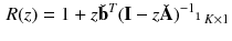 $$\begin{aligned} R(z) = 1 + z \check{\mathbf {b}}^T(\mathbf {I} - z \check{\mathbf {A}})^{-1} \mathbbm {1}_{K \times 1} \end{aligned}$$