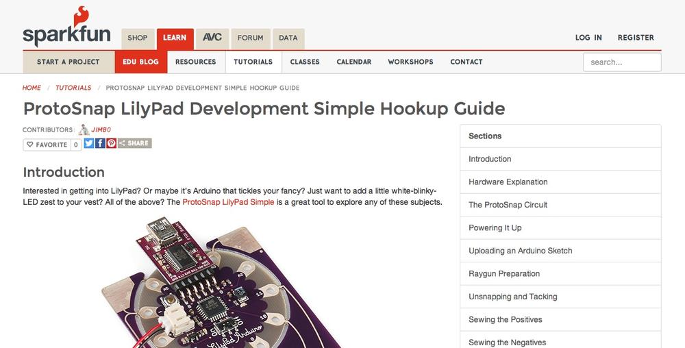 A LilyPad ProtoSnap tutorial at Sparkfun.com demonstrates a simple first project with the kit in detail, (image: Jimb0 and LilyPad)