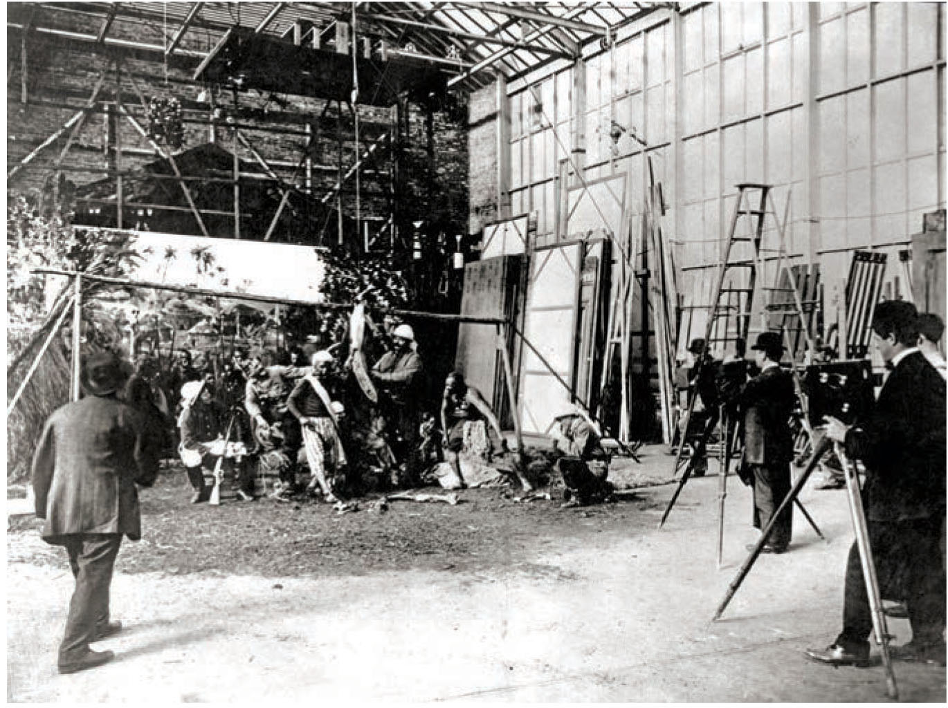 An early silent film set.