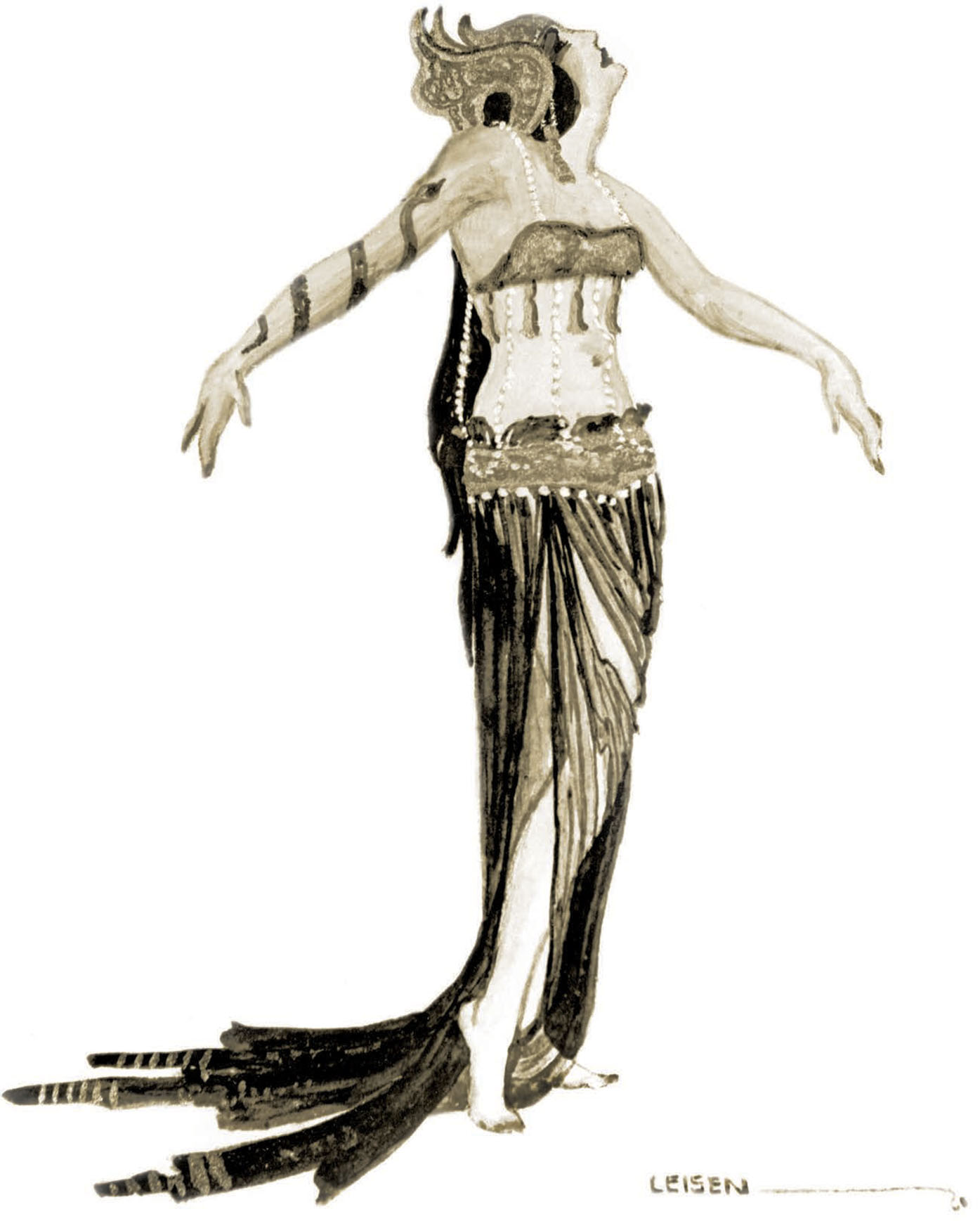 A costume sketch by Mitchell Leisen for Male and Female (1919).