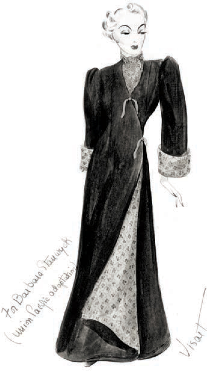 An adaptation of a design for Barbara Stanwyck in Union Pacific (1939) by Natalie Visart.