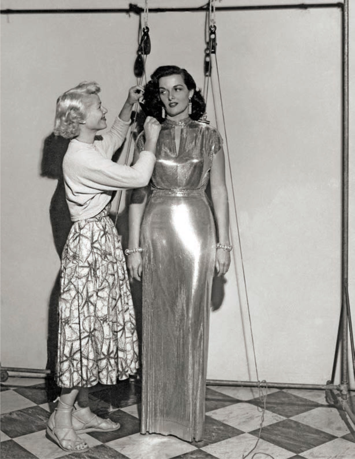 Jane Russell’s mesh dress for Macao (1952) weighed twenty-one pounds and was suspended between takes to relieve Russell’s shoulders.