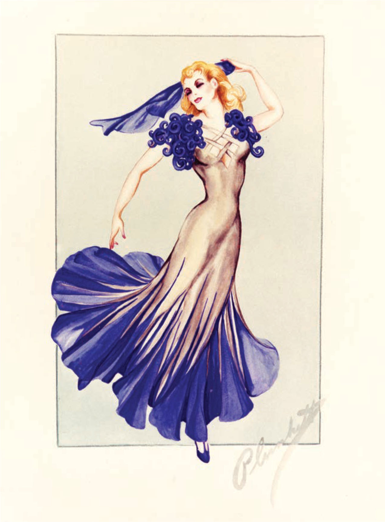 A Walter Plunkett costume sketch for Ginger Rogers in The Gay Divorcee (1934).