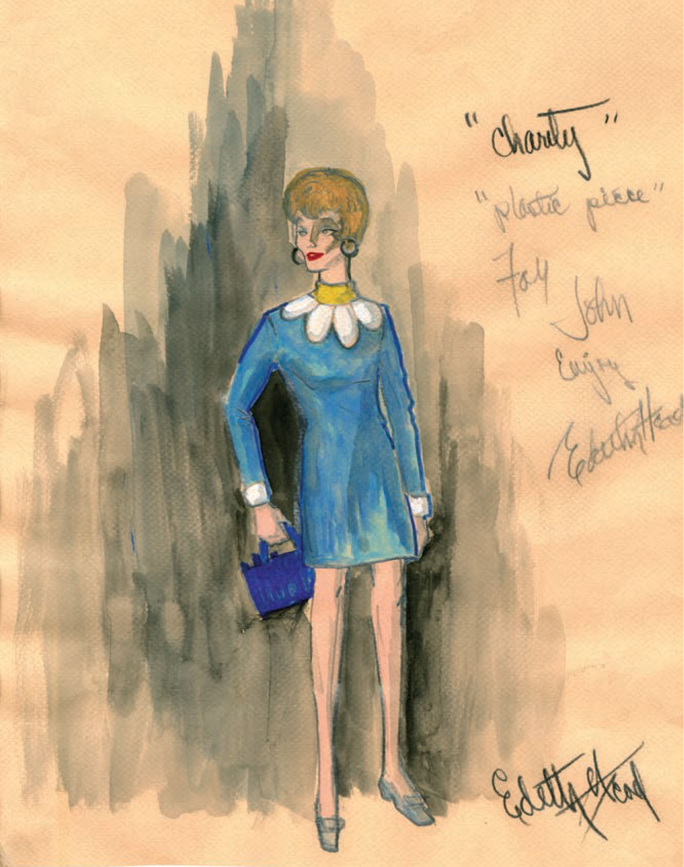 A costume sketch for Shirley MacLaine in Sweet Charity (1969).