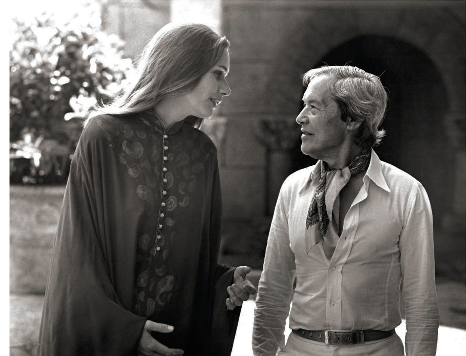 Actress Sally Kellerman and Jean Louis on the set of Lost Horizon (1973).