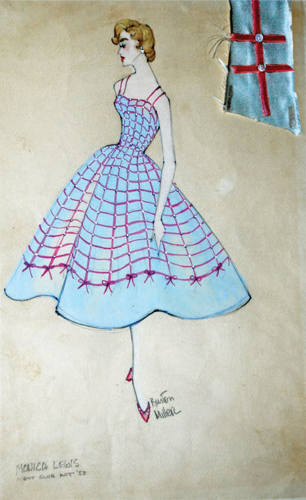 A 1950s Burton Miller costume sketch for Monica Lewis.