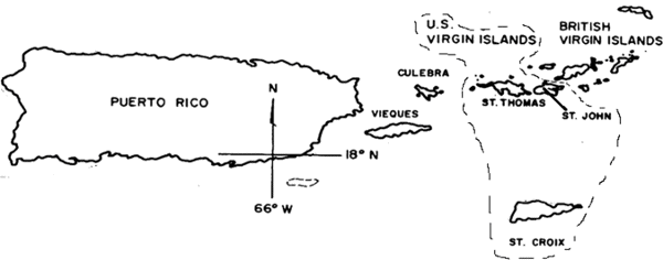 Map of Puerto Rico and the Virgin Islands