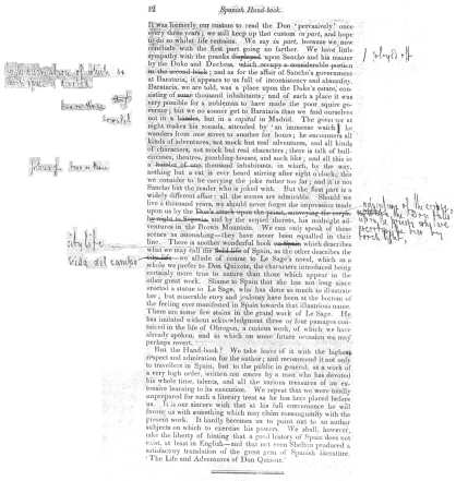 Printed extract from the Review with hand-written notes