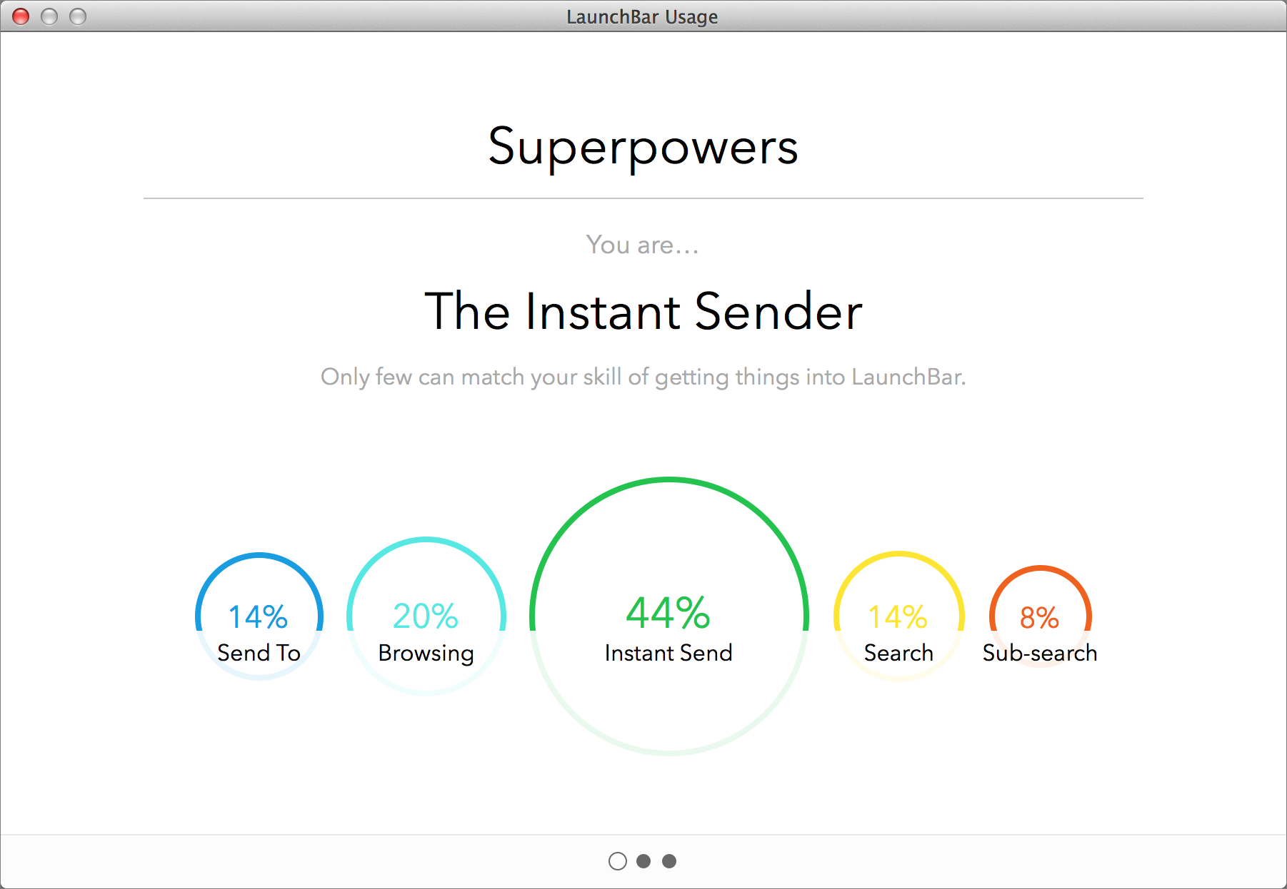 **Figure 9:** Learn which superpowers you use most from LaunchBar’s usage statistics.