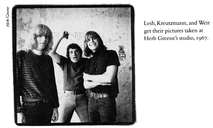 Lesh, Kreutzmann, and Weir get their pictures taken at Herb Greene’s studio, 1967.