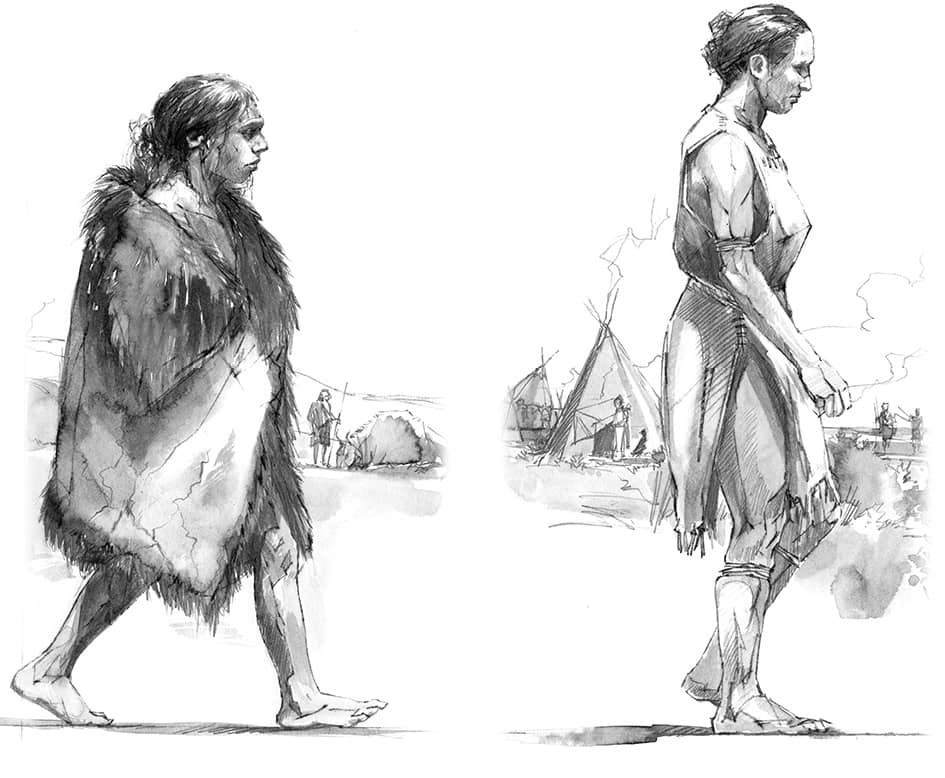 Una neandertaliana e una donna sapiens.