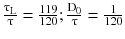 $$ \frac{{\uptau_{\text{L}} }}{\uptau} = \frac{119}{120};\frac{{{\text{D}}_{0} }}{\uptau} = \frac{1}{120} $$