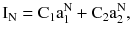 $$ {\rm I}_{\rm N} = {\rm C}_{1} {\text{a}}_{1}^{\rm N} + {\rm C}_{2} {\text{a}}_{2}^{\rm N}, $$